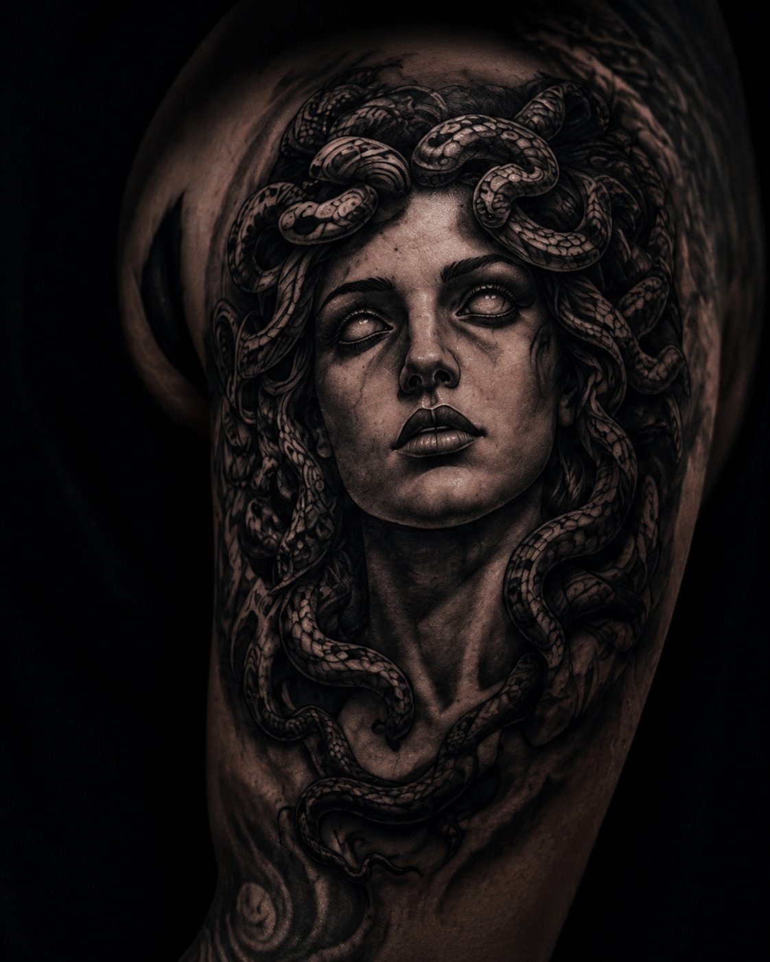 Black and grey tattoo artwork